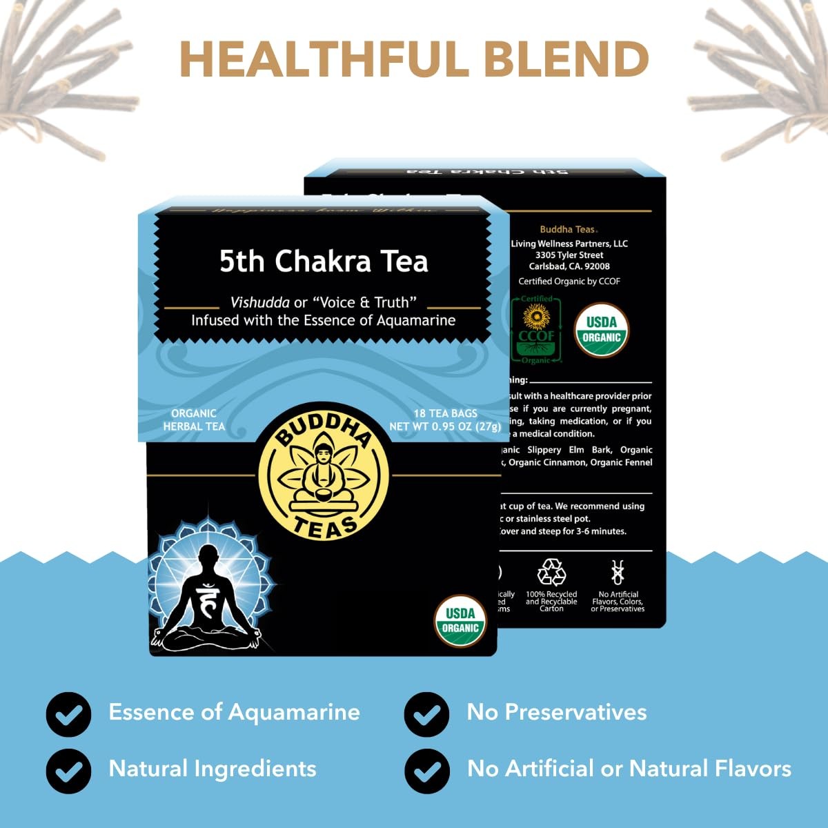 Buddha Teas Throat 5th Chakra Herbal Tea Licorice Fennel 18 Count Bleach Free gallery