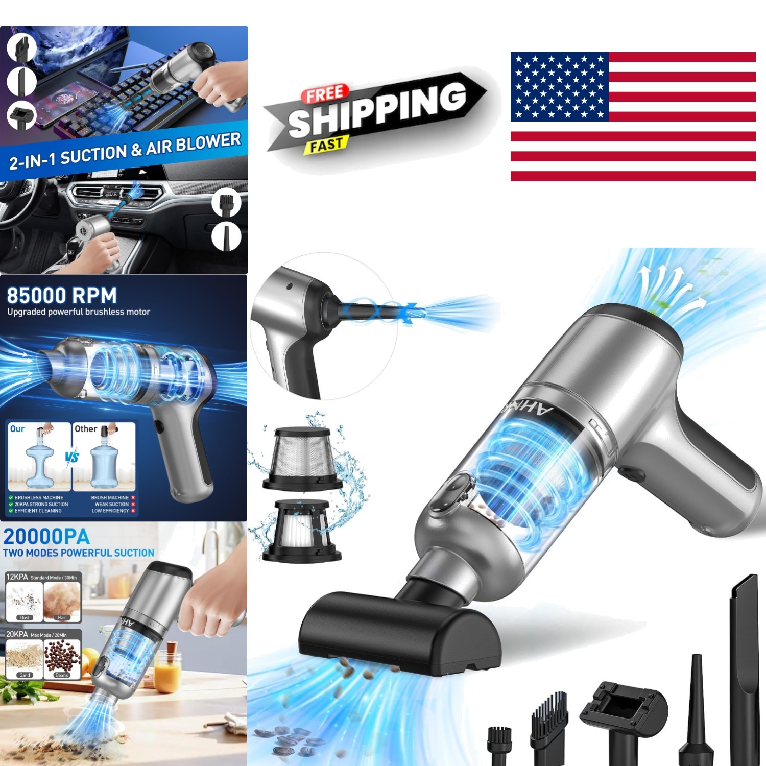 Handheld Cordless Car Vacuum Cleaner with 20000PA Suction and Brushless Motor gallery