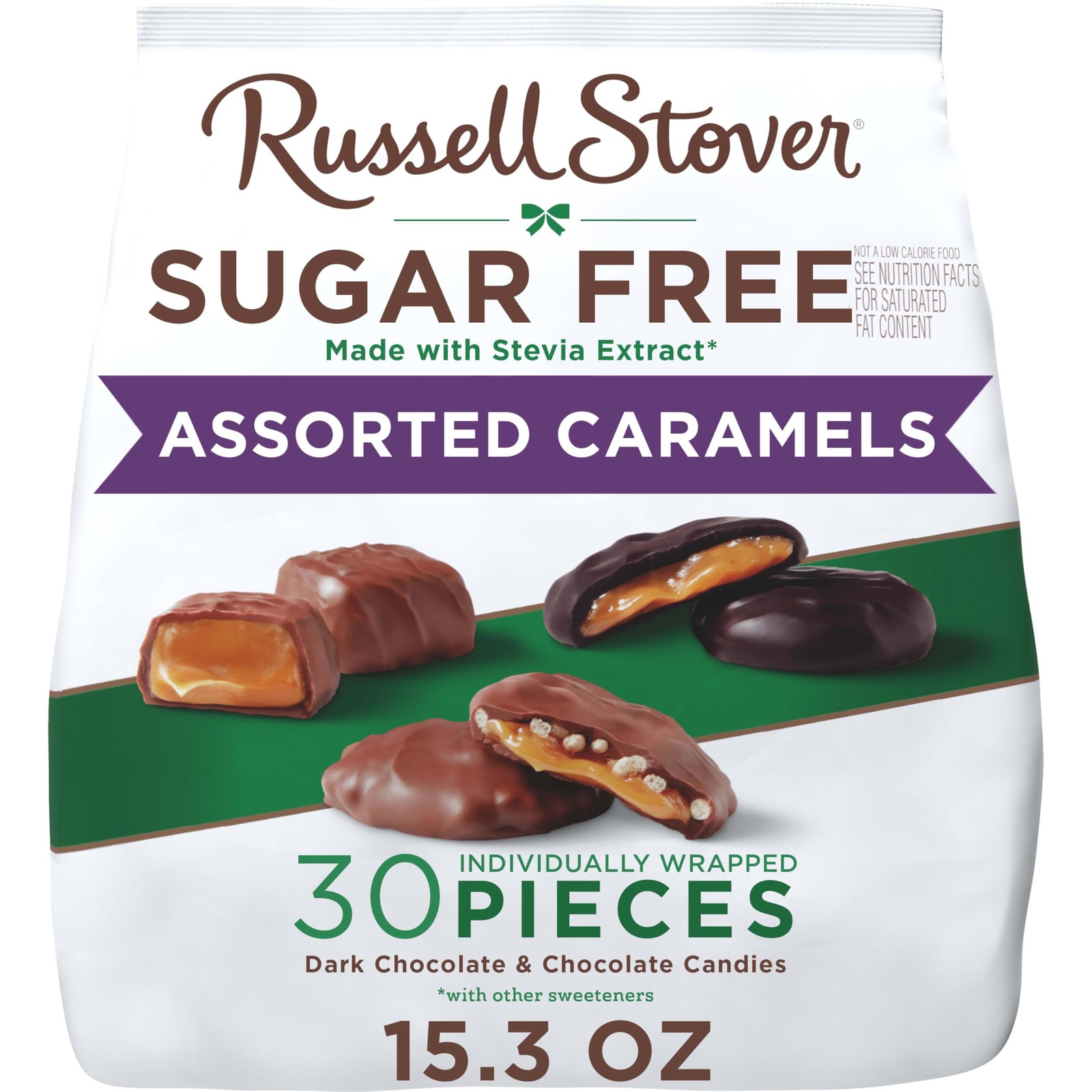 RUSSELL STOVER Sugar Free Assorted Caramels in Chocolate Candy, 15.3 oz. bag gallery