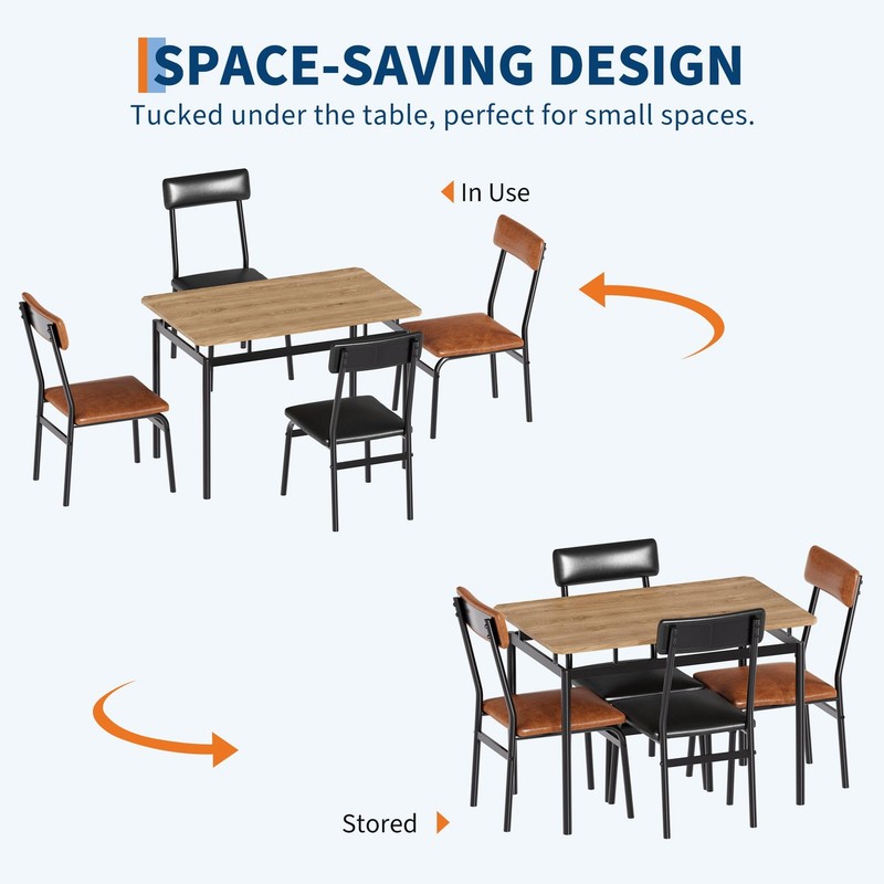 Dining Table Set for 4,5 Piece Kitchen Table Set W/4 Chairs,Dining Room Furnitur gallery