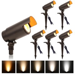 6 Pack Bronze Low Voltage Landscape LED Spotlights, 12V, 7W, Adjustable Color