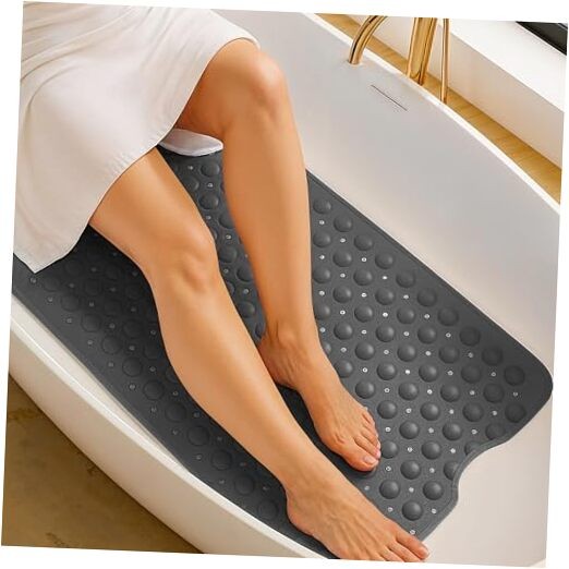 LUX Décor Non-Slip Bathtub Mat, Extra Large 40x16 40" x 16" (Rectangular) Grey gallery