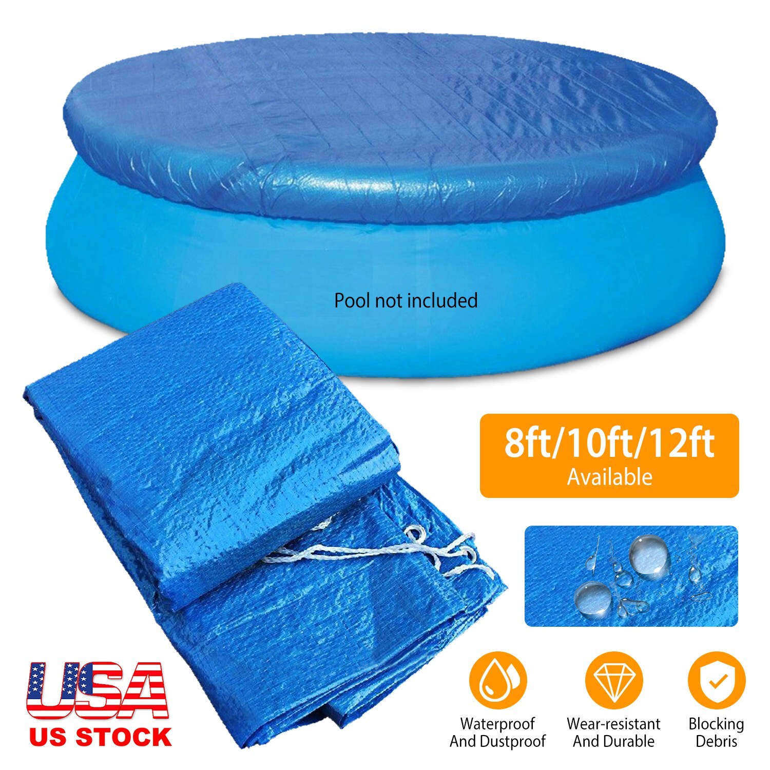 8 10 12 FT Round Above Ground Swimming Pool Retaining Heat Waterproof Cover gallery