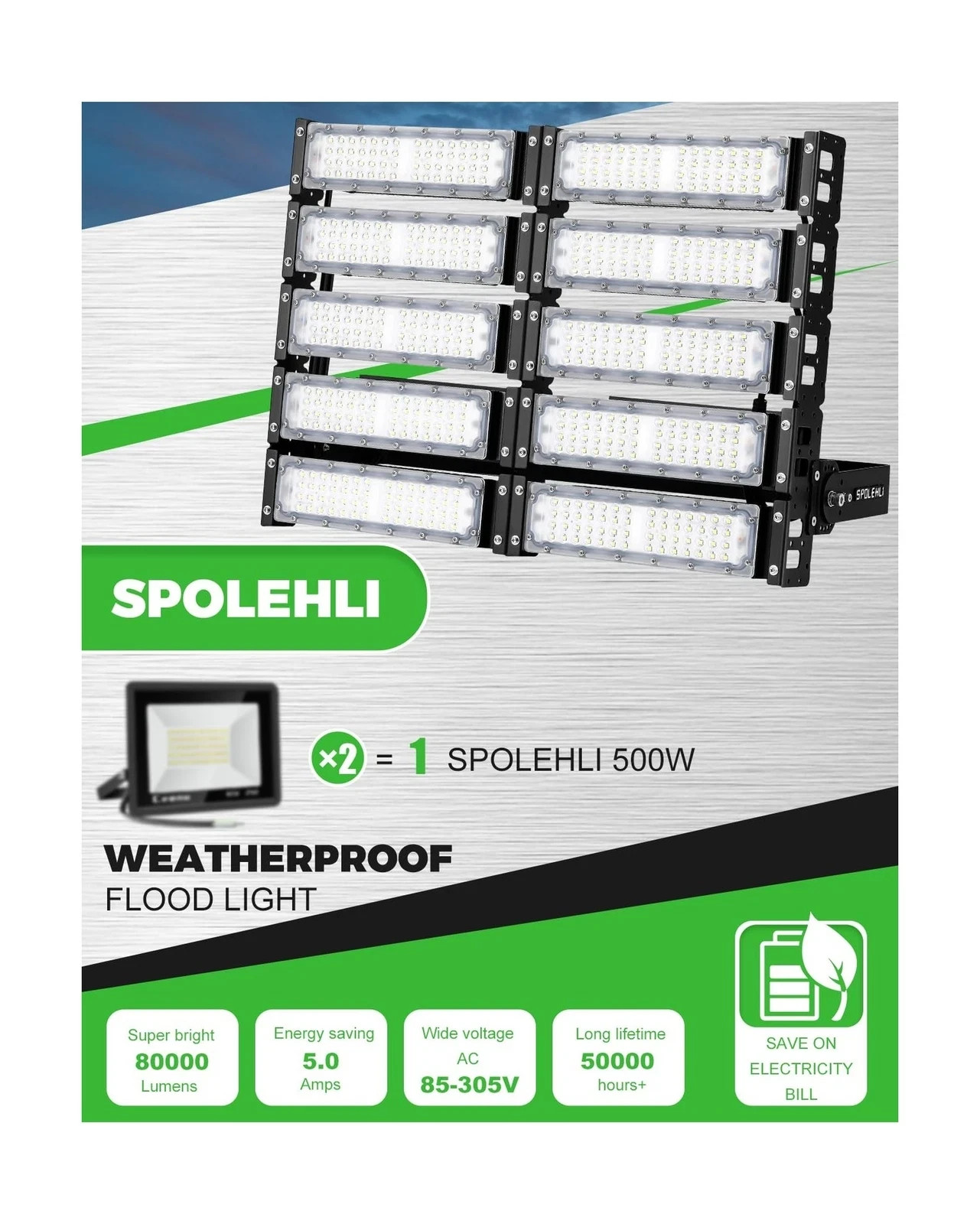 LED Stadium Flood Lights 3000W Equivalent 80000LM Super Bright LED Arena Ligh... gallery