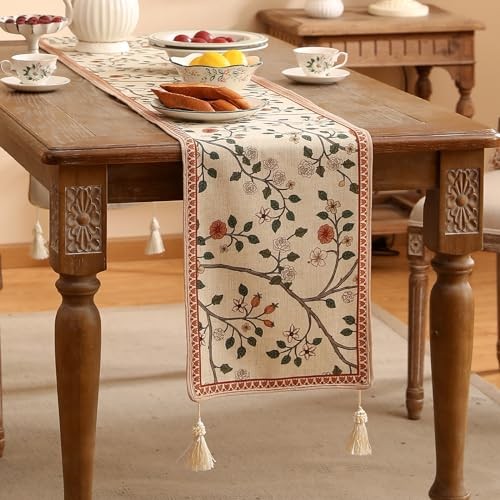 Designer Elegant Linen Table Runner 102 Inches, Farmhouse 12X102 Inches Flora a gallery