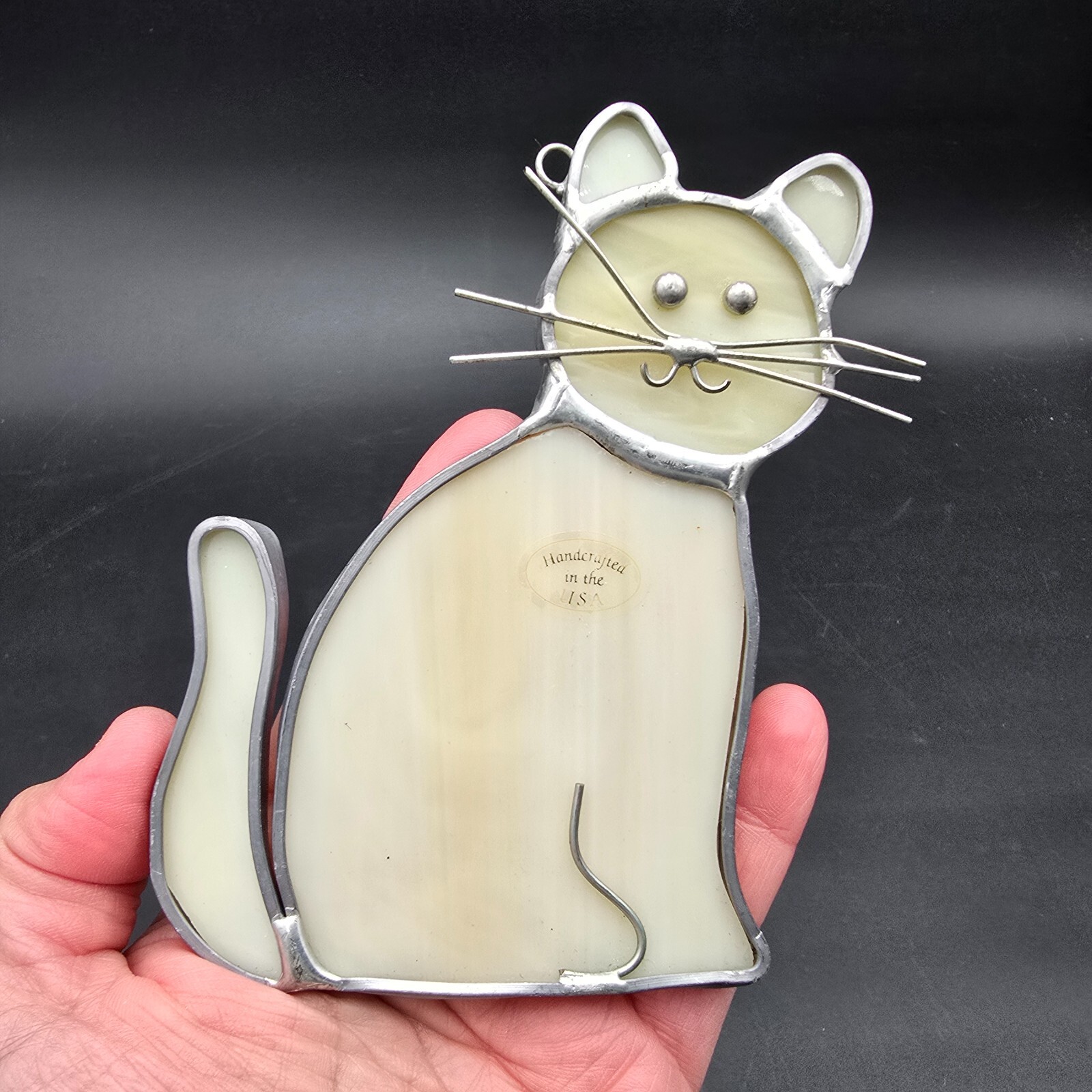 Leaded Stained Slag Glass CAT Kitten Suncatcher 5" Handmade USA gallery