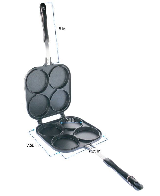 Perfect Double Sided Pancake Maker Pan 4 Round Molds Eggs Crepe Pancake Flip Pan gallery