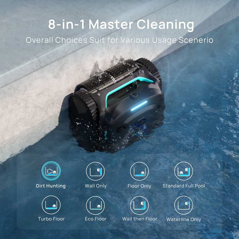 WYBOT C2 Vision Pool Robot Vacuum, Debris Detection with AI Camera,8-in-1 Master gallery