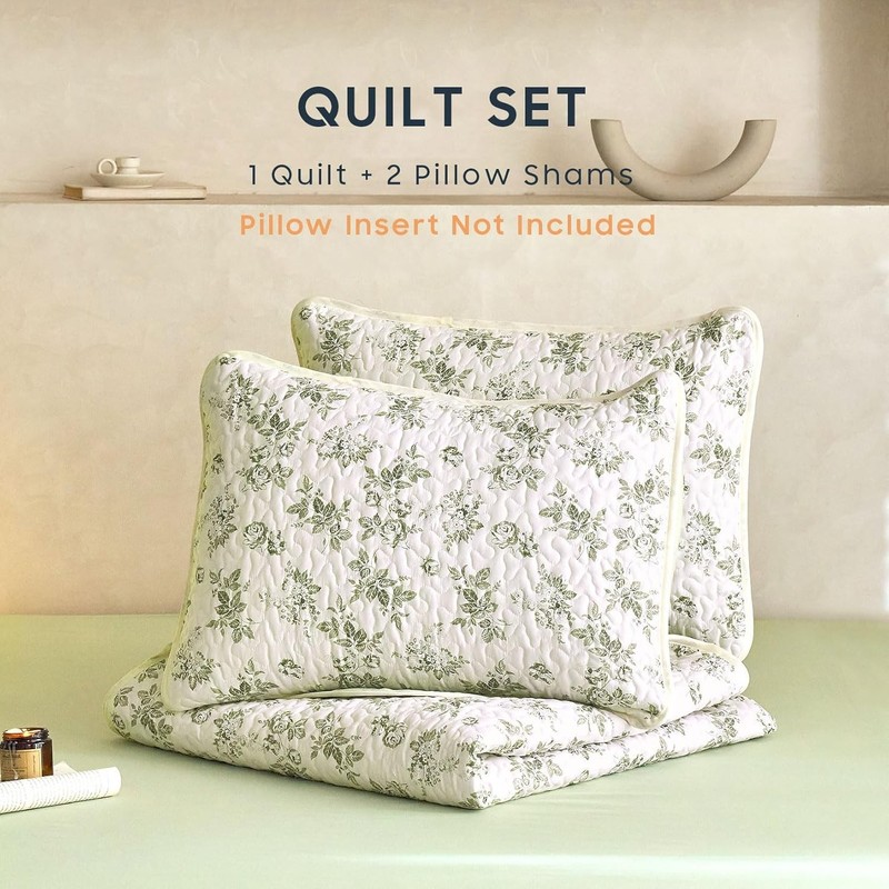 Pastoral,Rose Patterned,Reversible Lightweight Bedspread Set - GG Home gallery