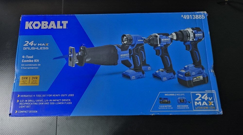 Kobalt 24v Brushless 4 Tool Combo Kit W/ Soft Case (Battery & Charger Included)