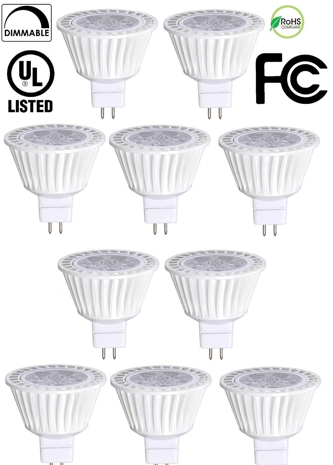 10 Pack Bioluz LED MR16 LED 50W Halogen Equivalent Dimmable 7w 3000K 12v AC/DC gallery