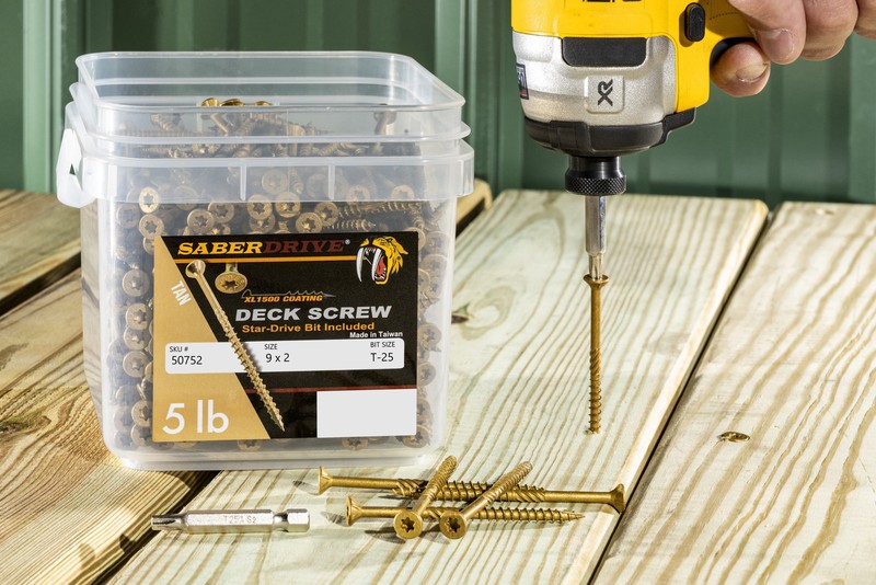 Saberdrive Multi-Purpose Deck Screws, #9 x 2" 5 LB, Approx. 615 Pieces Tan XL150 gallery