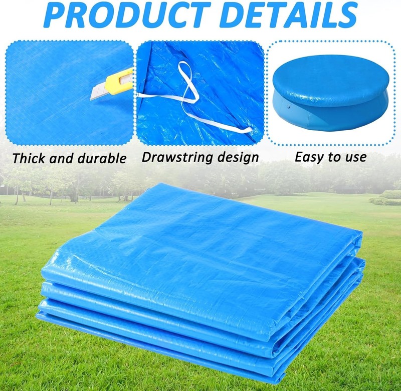 10FT Round Inflatable Pool Cover Solar Cover with Drawstring for Above Ground... gallery