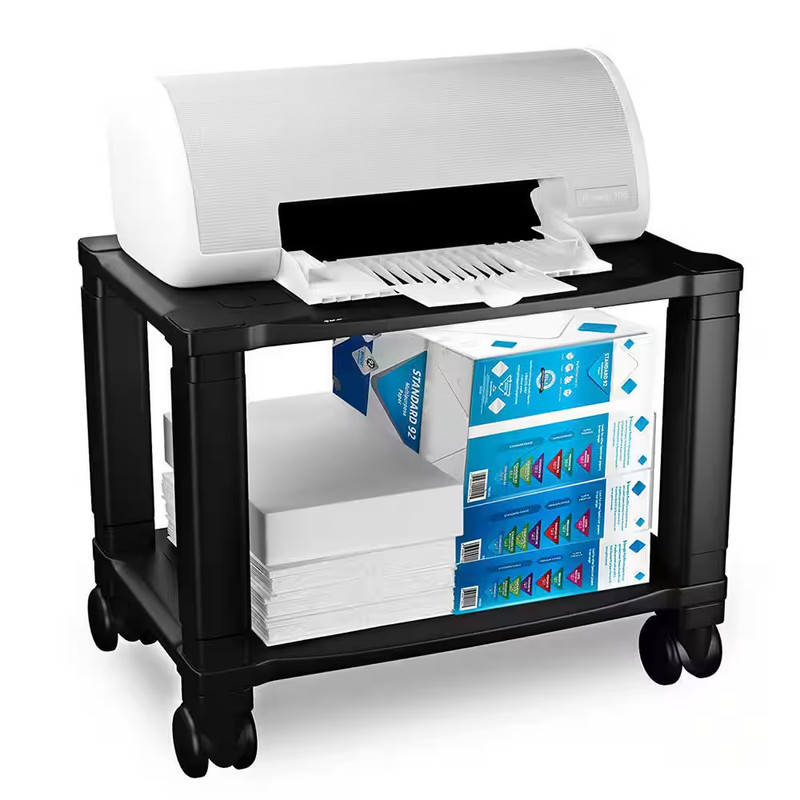 2 Tier Printer Stand with Wheels Mobile Rolling Cart Small Office Storage gallery