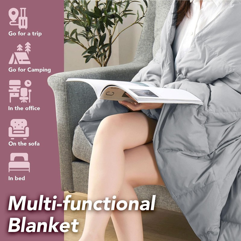 Lightweight Down Throw Blanket Feather Down Throw for Couch Sofa Soft Packabl... gallery
