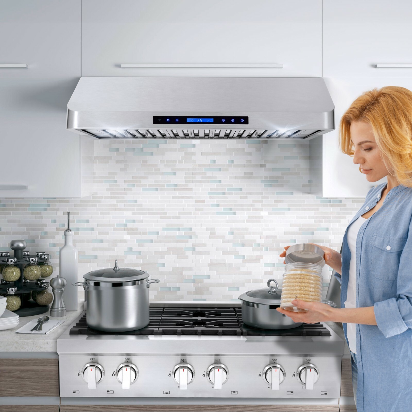 36 In. Under Cabinet Range Hood 500 CFM, LCD Controls Stainless Steel -OPEN BOX- gallery