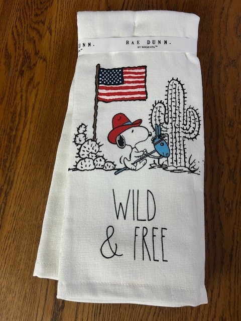 2026 Peanuts RAE DUNN Wild & Free Snoopy Patriotic Kitchen Towels Set of 2 gallery