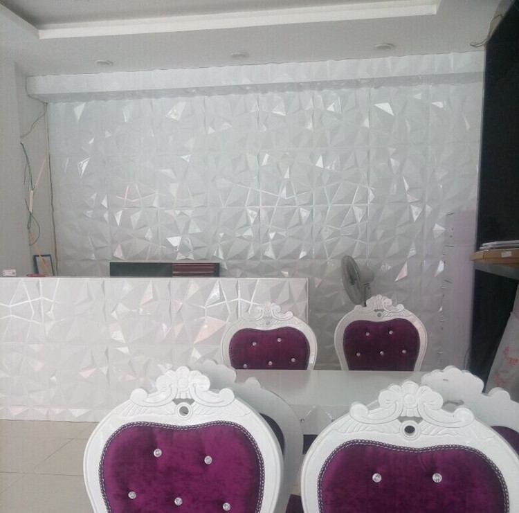 12Pcs PVC 3D Effect Wall Panels 30x30cm for DIY Wallpaper Home Decor White Color gallery
