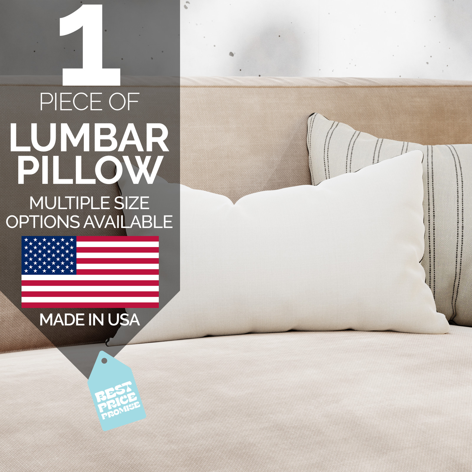 Discount Pillow Factory Boudior Pillows Lumbar Pillows Insert Made in USA 1 Pack gallery