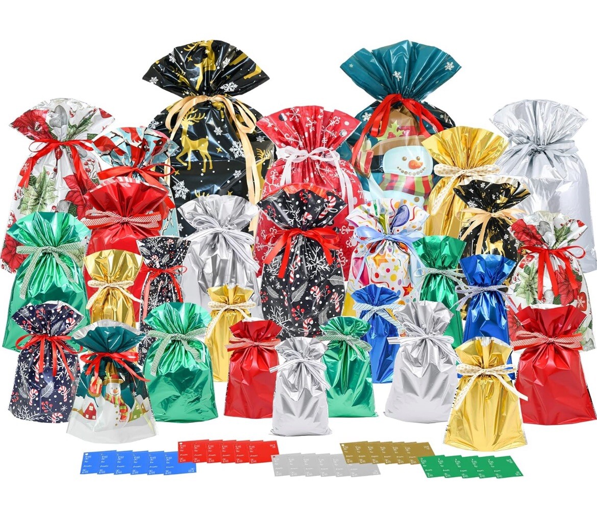 Drawstring Holiday Gift Bags (29) Various Sizes gallery