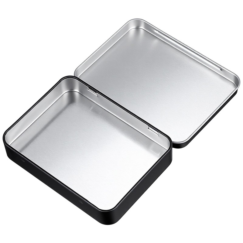 Black Rectangular Metal Empty Hinged Tin Container 4.5x3.3x0.87 Inch 16 PCS gallery