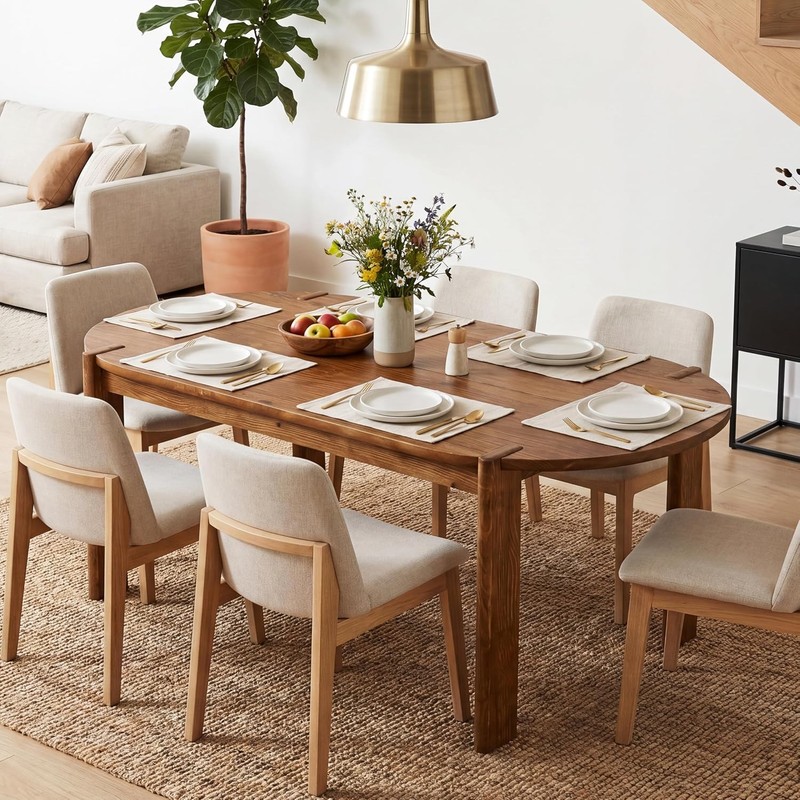63" Solid Wood Oval Dining Table for 4-6, Rustic Kitchen Table for Dining Room gallery