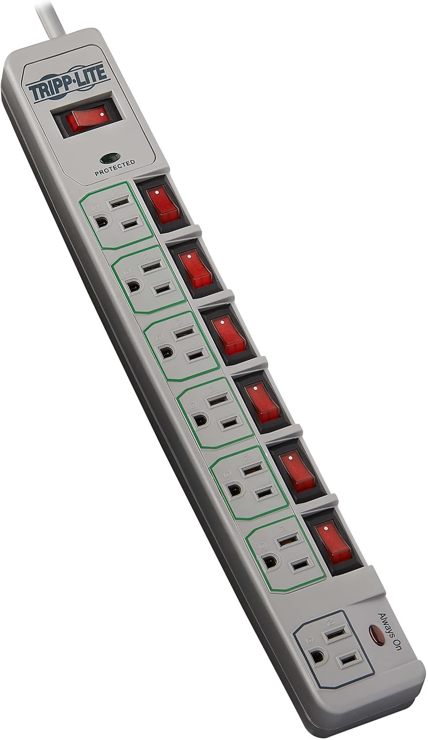 7-Outlet Surge Protector Power Strip with 6 Individually Controlled Switches, 6 gallery