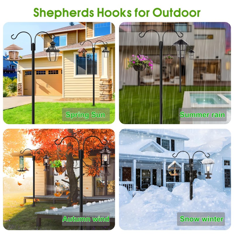Shepherds Hooks for Outdoor, 2-Pack 76 Inch Heavy Duty Bird Feeder Pole, Gard... gallery
