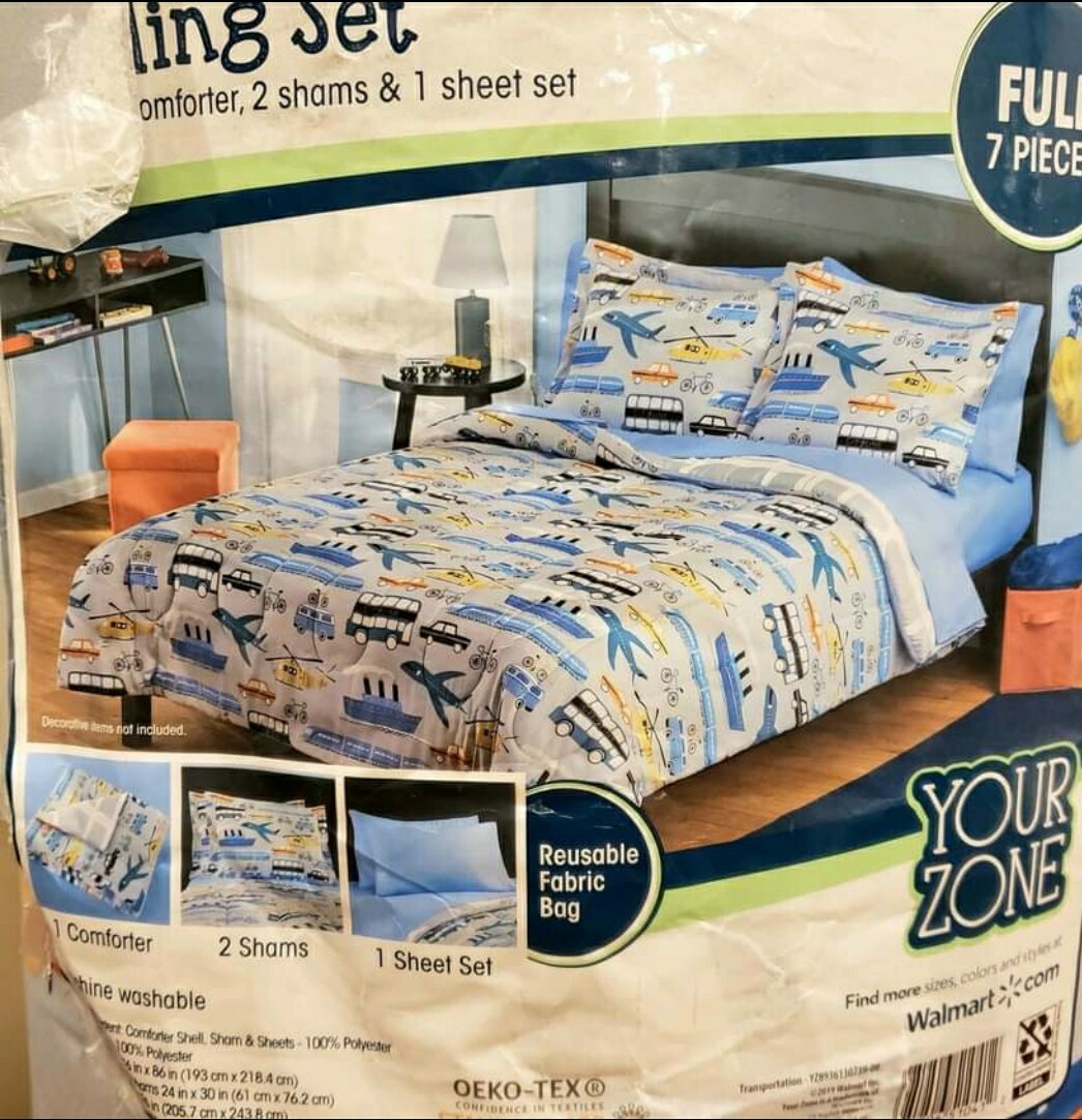 Your Zone Transportation Bedding Set Full Size 7 Pieces Comforter Shams Sheets gallery