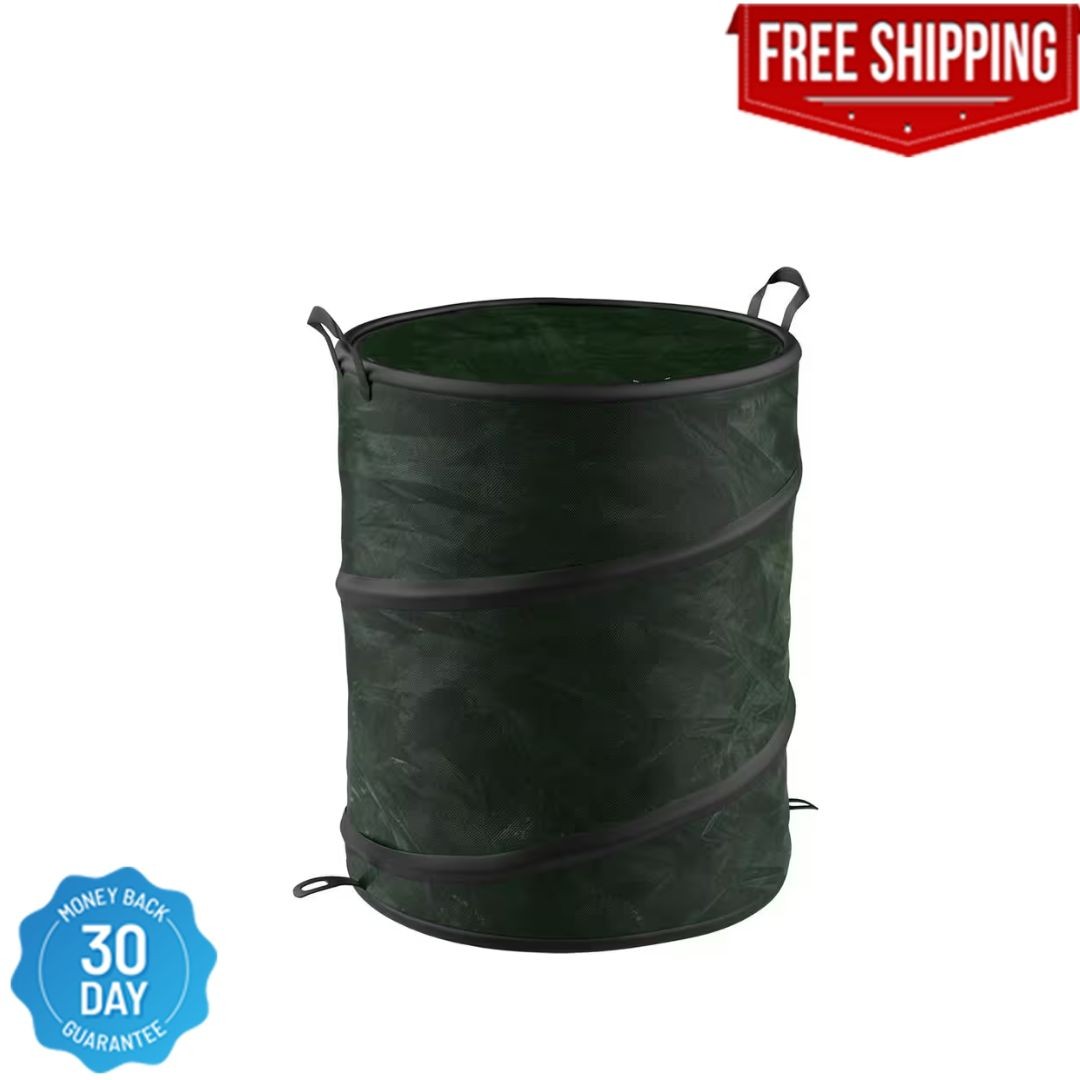33 Gal. Green Collapsible Utility Bin Trash Can with Lid gallery
