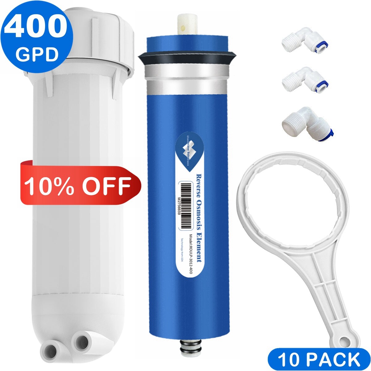 10 Pack 400 GPD Reverse Osmosis RO Membrane Maple Syrup Water Filter Housing Set gallery