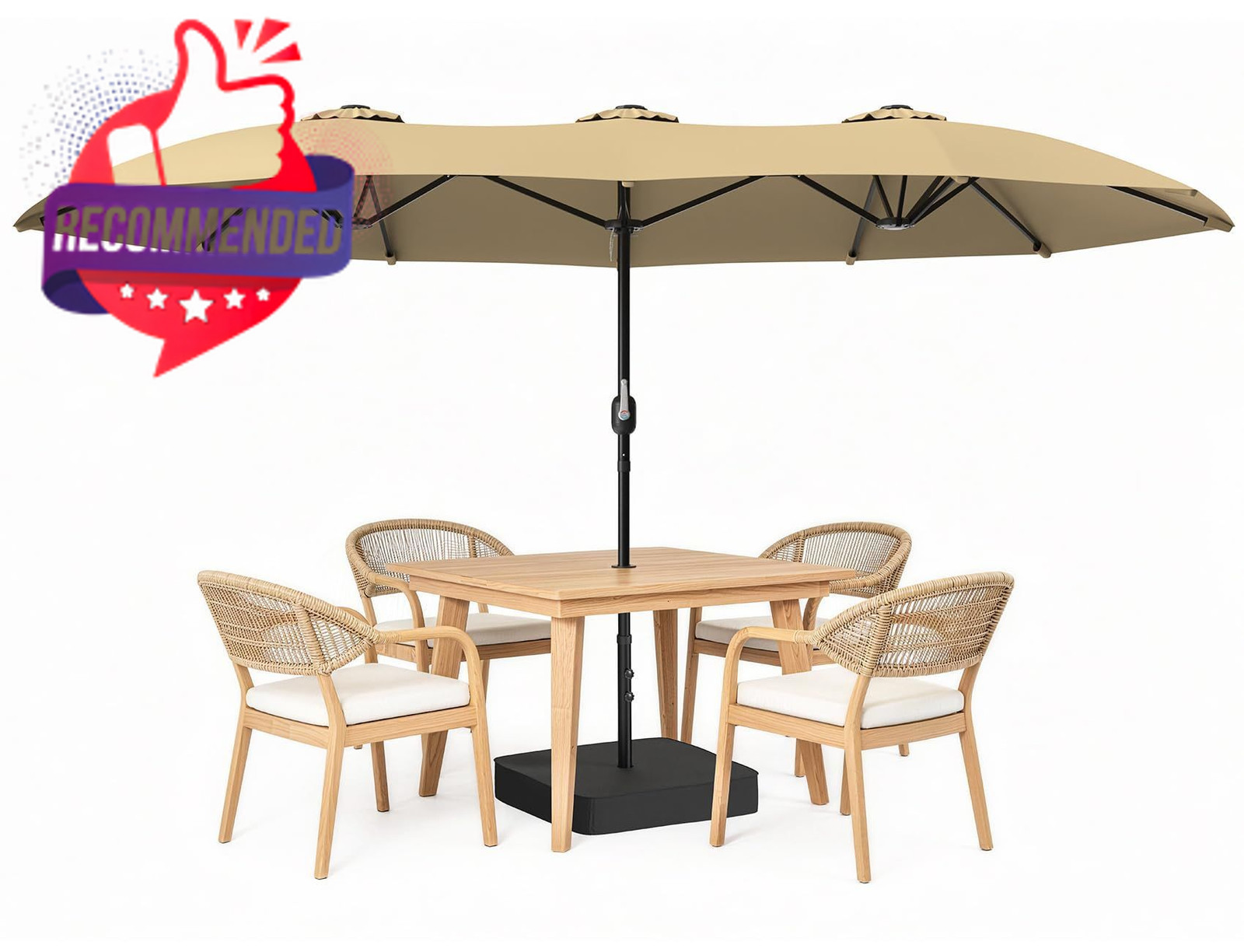 15ft Patio Umbrella With Base Included, Large Outdoor Double-sided Rectangle gallery