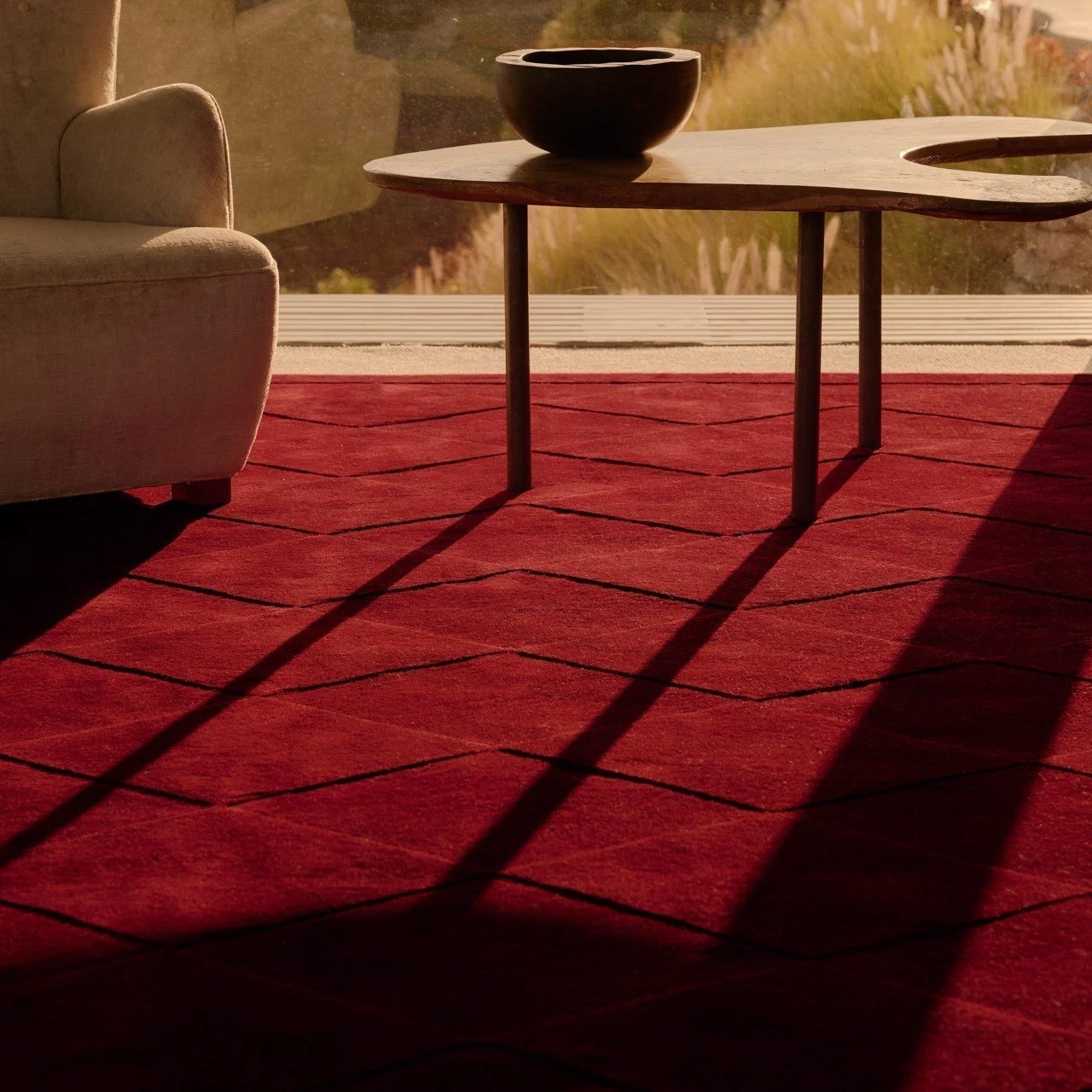 8x12 ft Handmade Hand-Tufted Wool Area Rug Burgundy Modern Living Room Carpet gallery