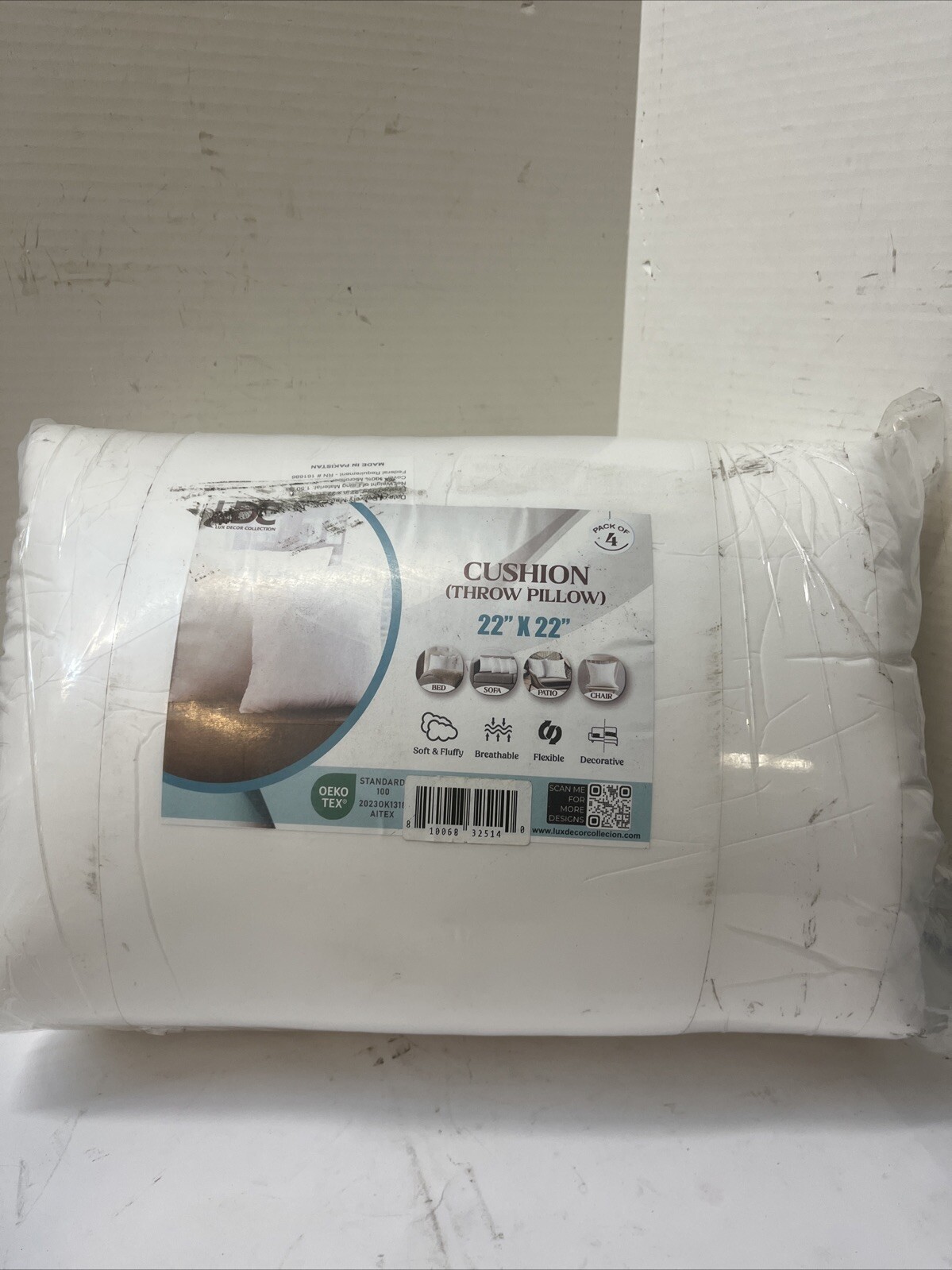 Lux Decor Collection White Throw Pillows 22”x22” Pack Of 4 gallery