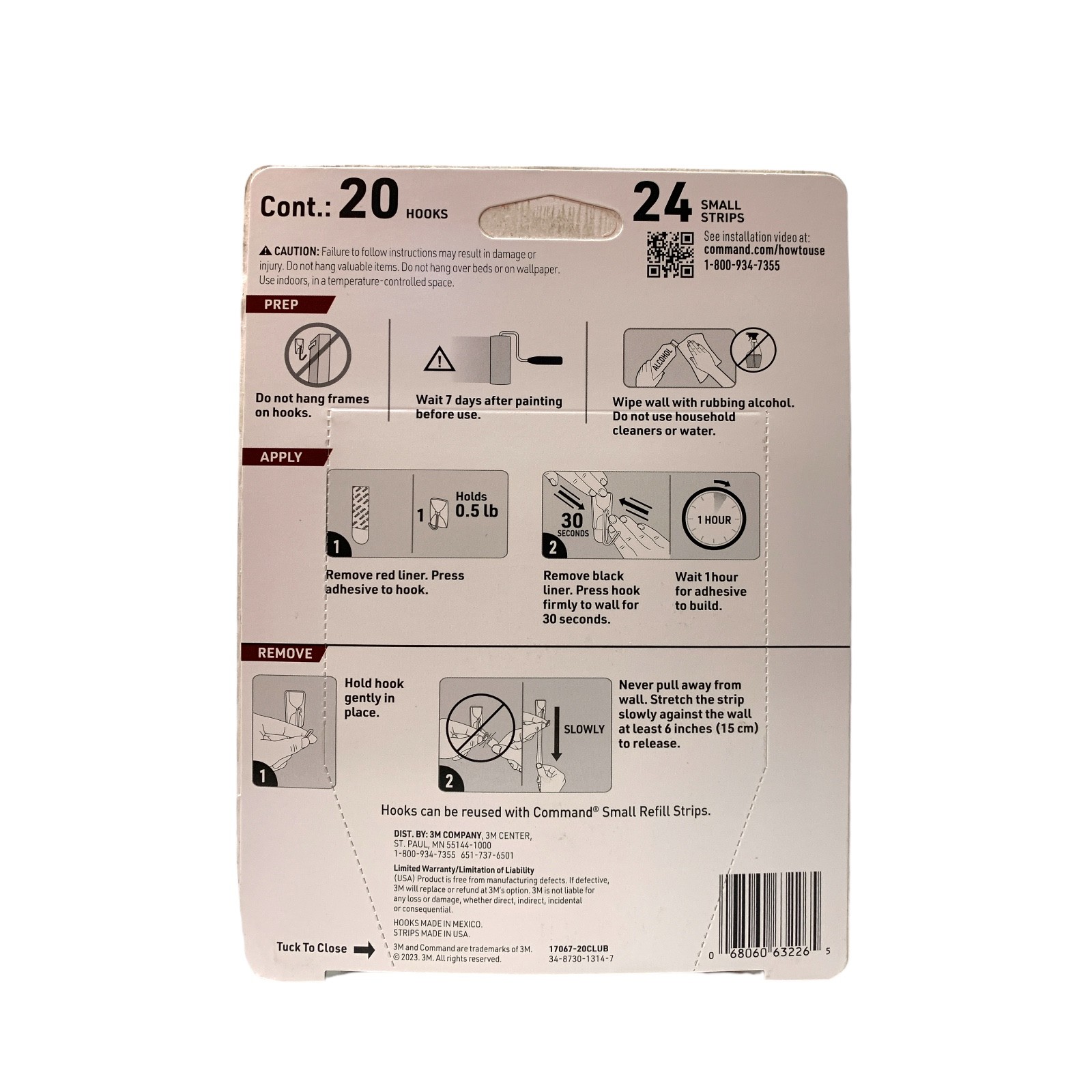 3M Command Damage Free Hanging Strips, Small Wire Hooks, (20 Hooks, 24 Strips) gallery