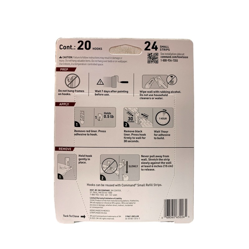3M Command Damage Free Hanging Strips, Small Wire Hooks, (20 Hooks, 24 Strips) gallery