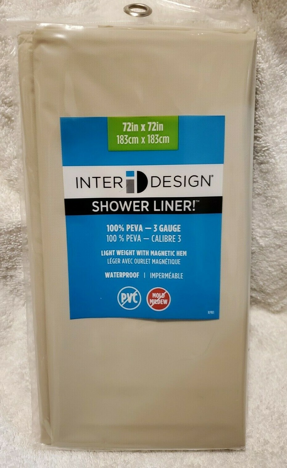 Inter iDesign 12053, 72 In. x 72 In. Sand PEVA Shower Curtain Liner Qty 4 gallery