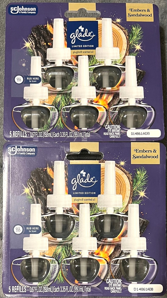 10 Count Glade Plugins Scented Oil Refills - Embers & Sandalwood Limited Edition