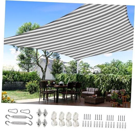 185G HDPE Sun Shade Sail Canopy 98% UV 24 x 24 ft White and Grey Multi Square gallery