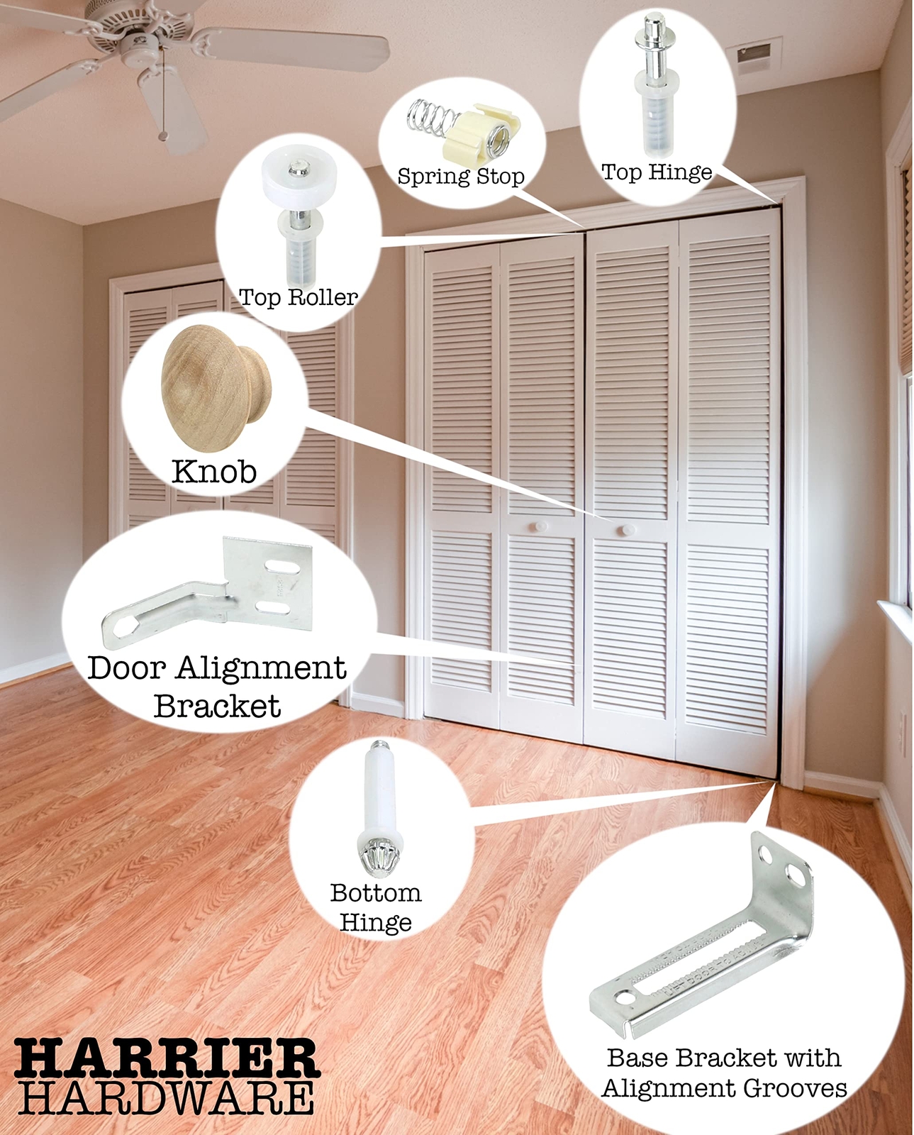 Bifold Door Hardware Repair and Replacement Kit for Two Doors Complete Set gallery