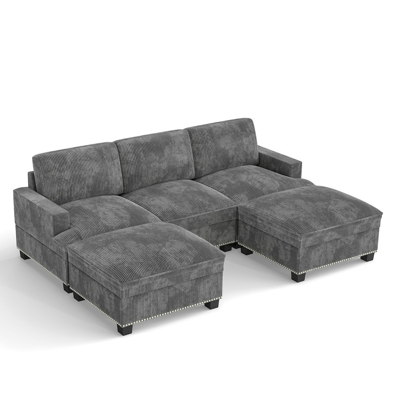 Canmov Cloud Modular Sectional Sofa with Movable Ottoman, Gray Convertible Couch gallery