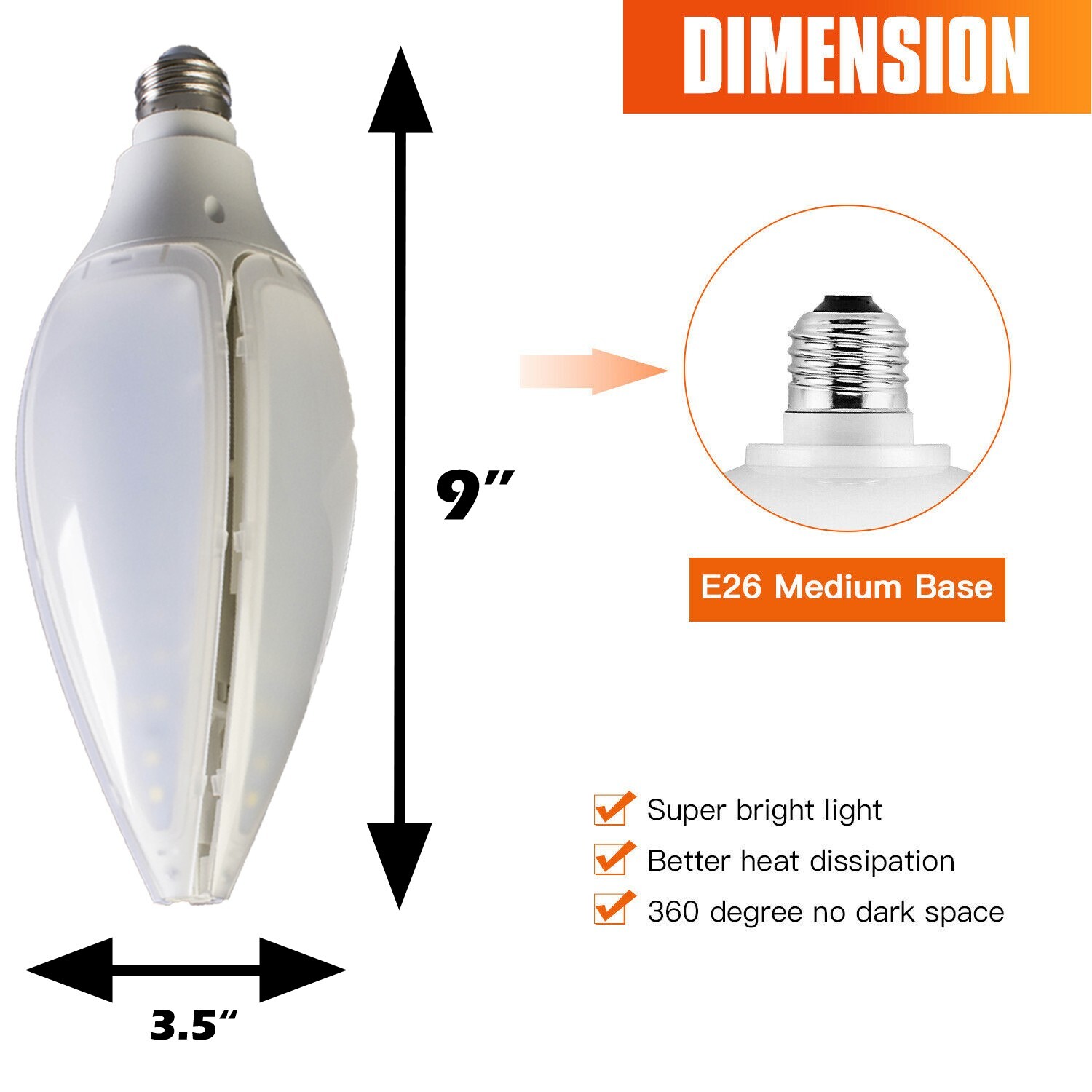 200w Equivalent LED Corn Bulb 36w 6000K cool daylight 3600lm gallery