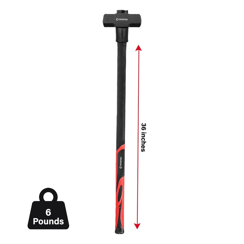INTERTOOL 6 lbs Sledge Hammer, 33" Shock Absorbing Handle HT08-0243 gallery