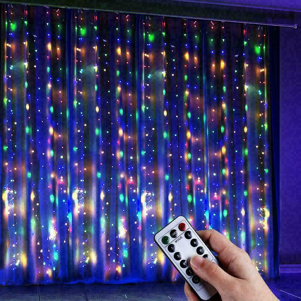 LED Curtain Fairy String Lights USB Window Hanging w/ Remote Home Xmas Decor gallery