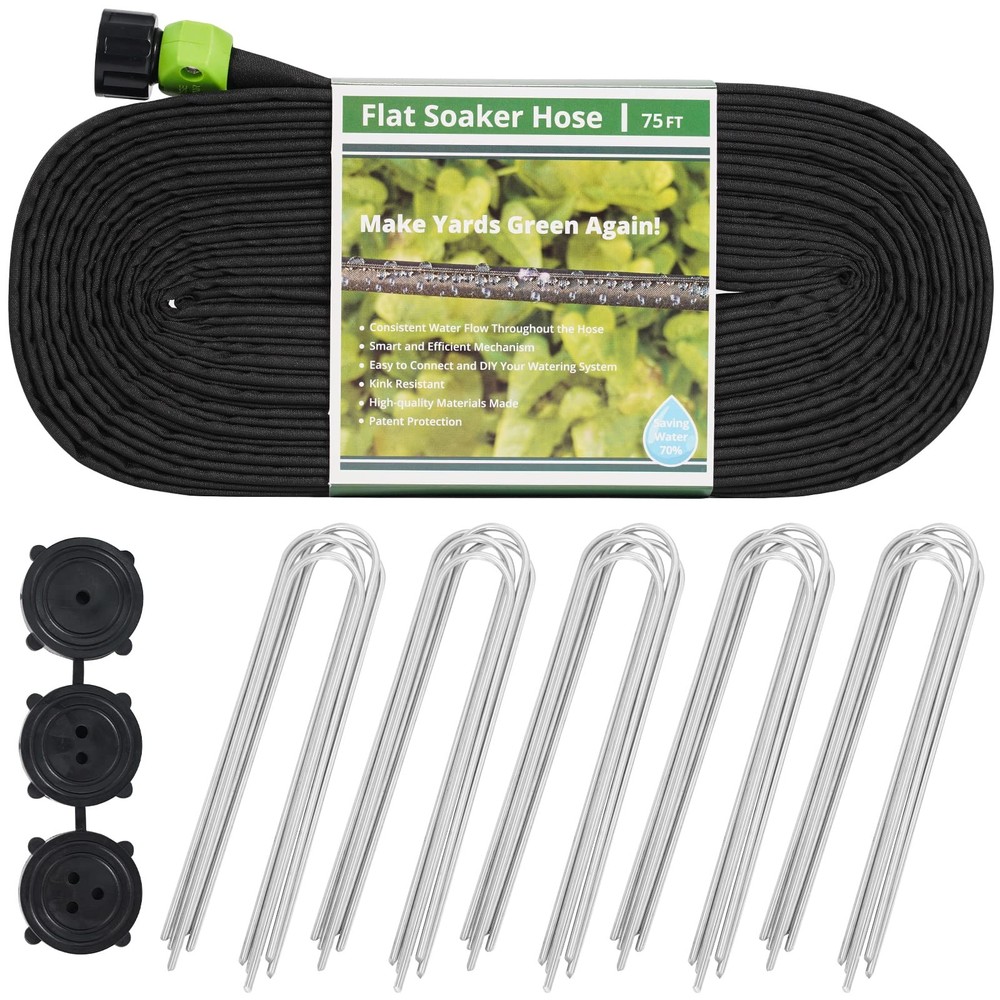 Flat Soaker Hose 75ft Leakproof Design Double Layer Sprinkler Hose Drip Hose