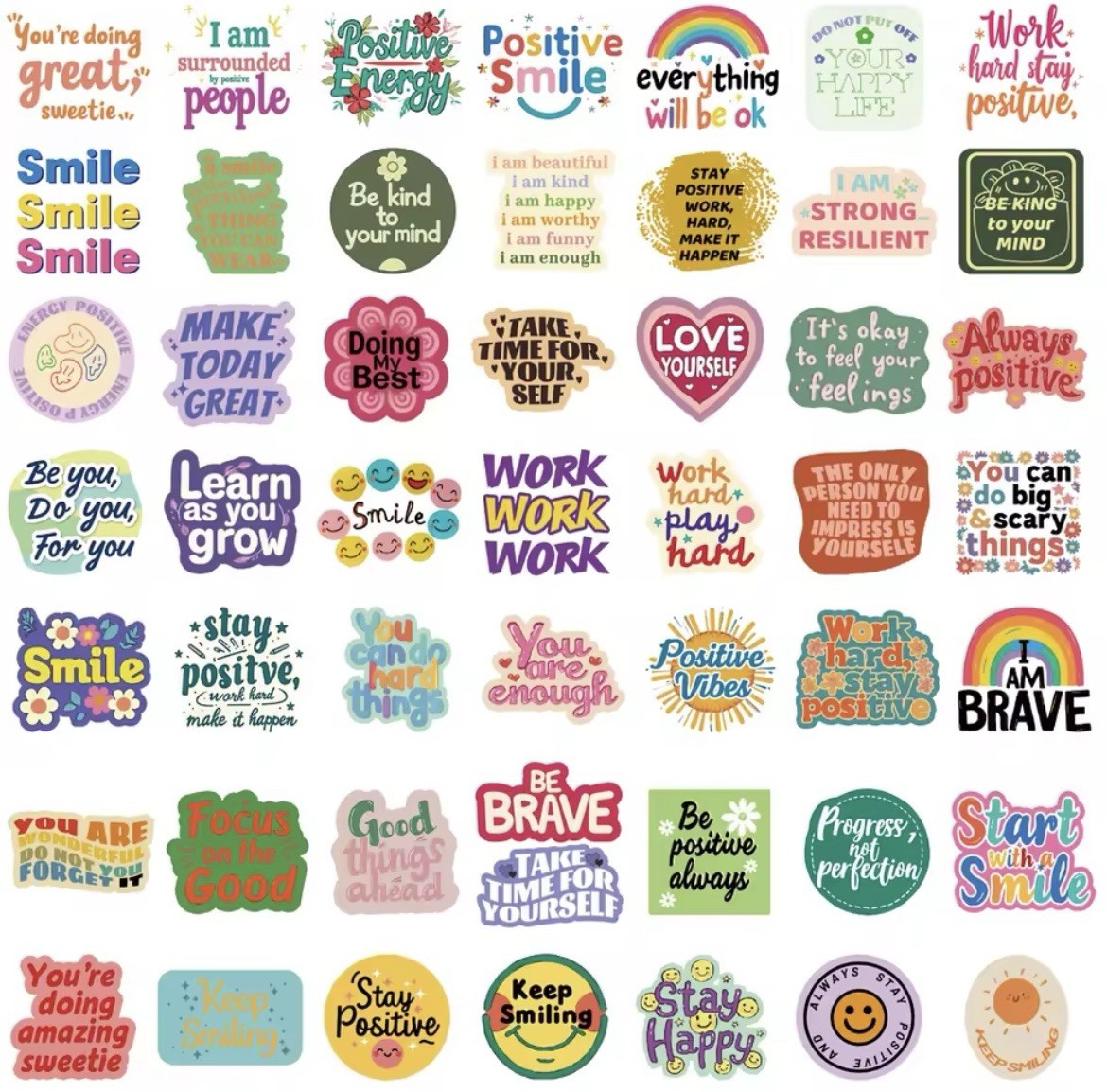 Positive Affirmative Style Stickers 50pc Words And Phrase Stickers FREE SHIPPING gallery