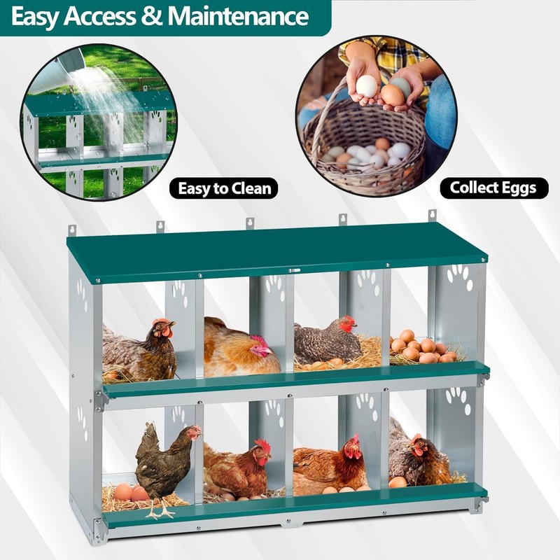 Toriexon Chicken Nesting 8 Compartment Metal Nesting Wall Mountable Nesting gallery