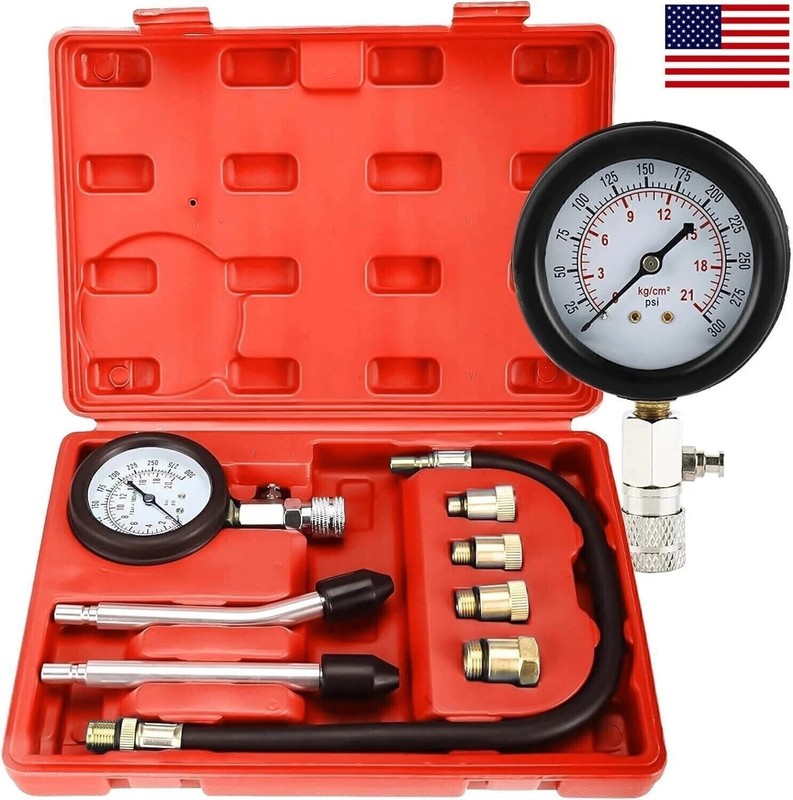 8 PCS Petrol Engine Cylinder Compression Tester Kit Gauge Tool Automotive