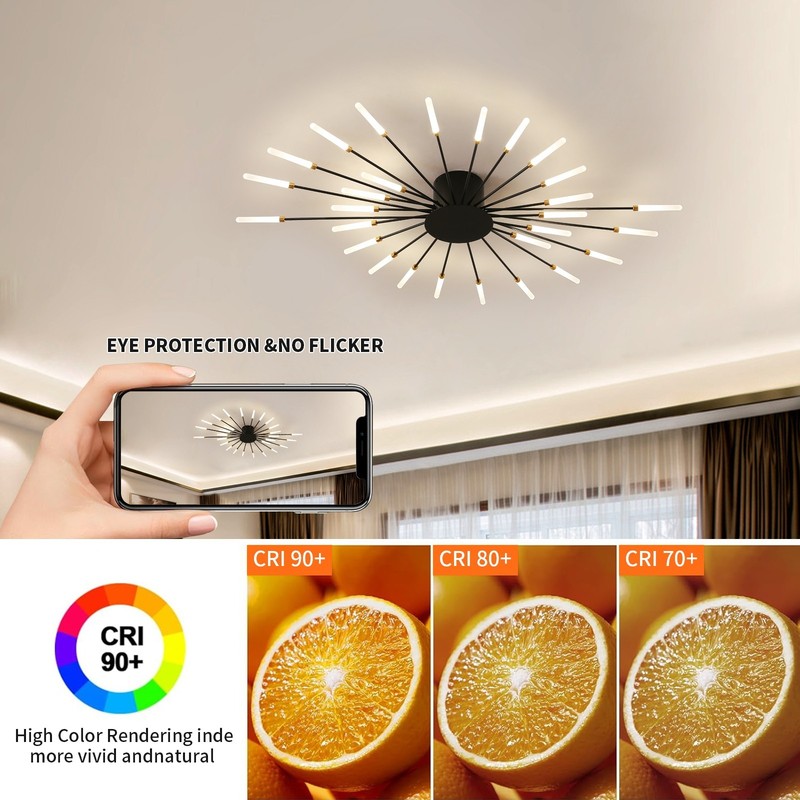 28-Light Flower LED Ceiling Light, Modern Dimmable Flush Mount with APP Remote gallery
