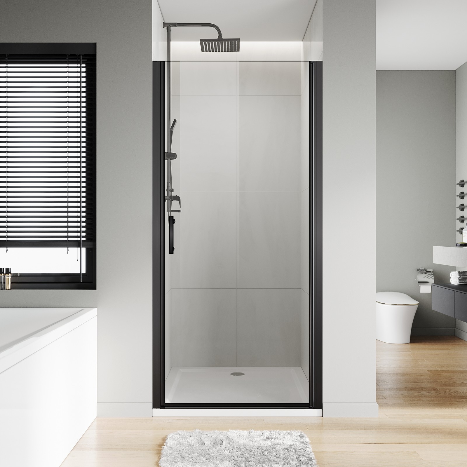 Pivot Corner Shower Door 32"W x 72"H SUNNY Shower Door Enclosure 1/4 in. Glass gallery